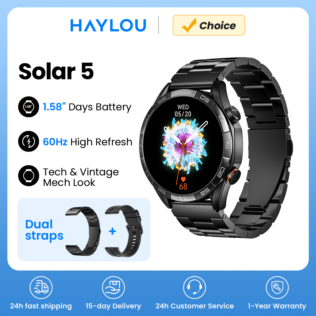 Watch Esim - HAYLOU Solar 5 Voice Calling Smartwatch