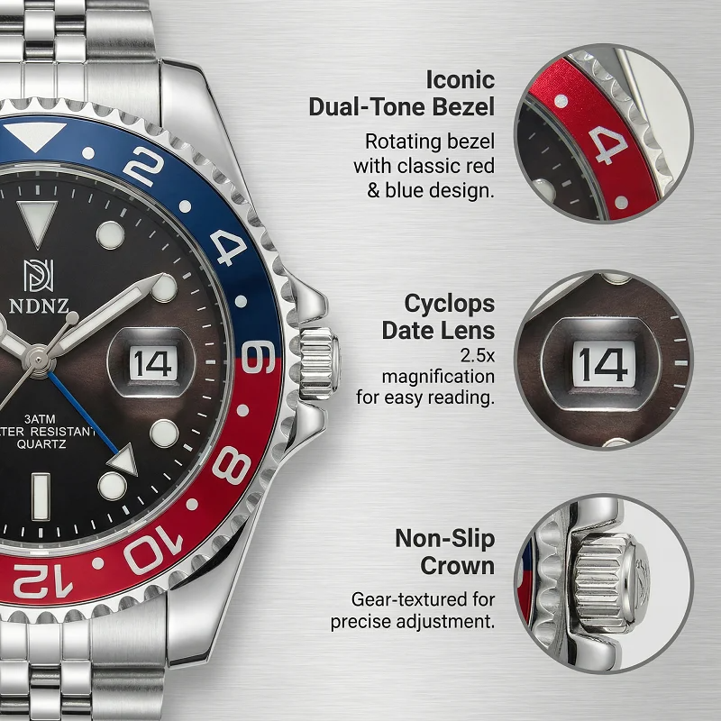 2026 Men's GMT style quartz wa - Watch Bezel Insert incelemesi ve fiyatı