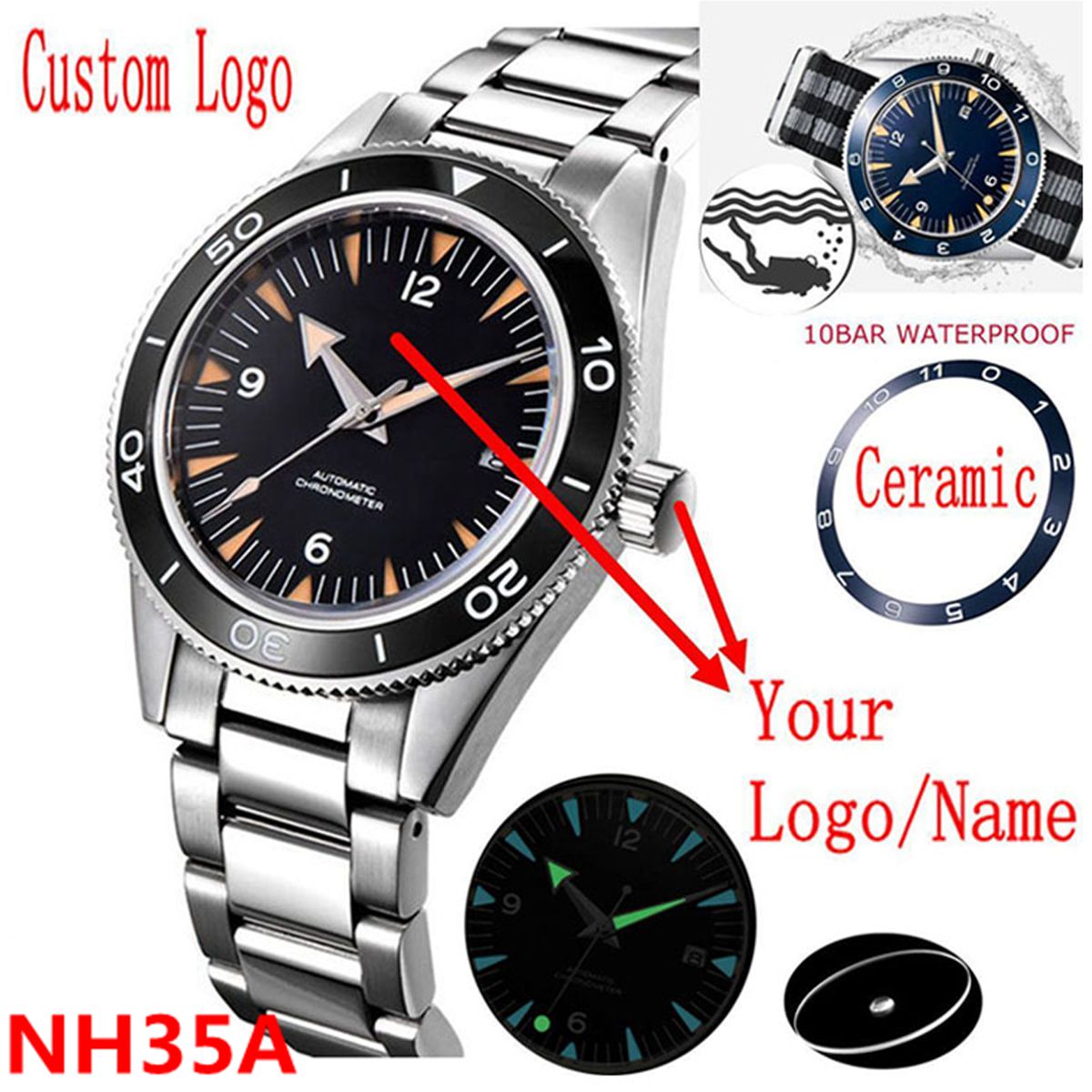 Custom Logo NH35 Movement Watc - Watch Bezel Insert incelemesi ve fiyatı