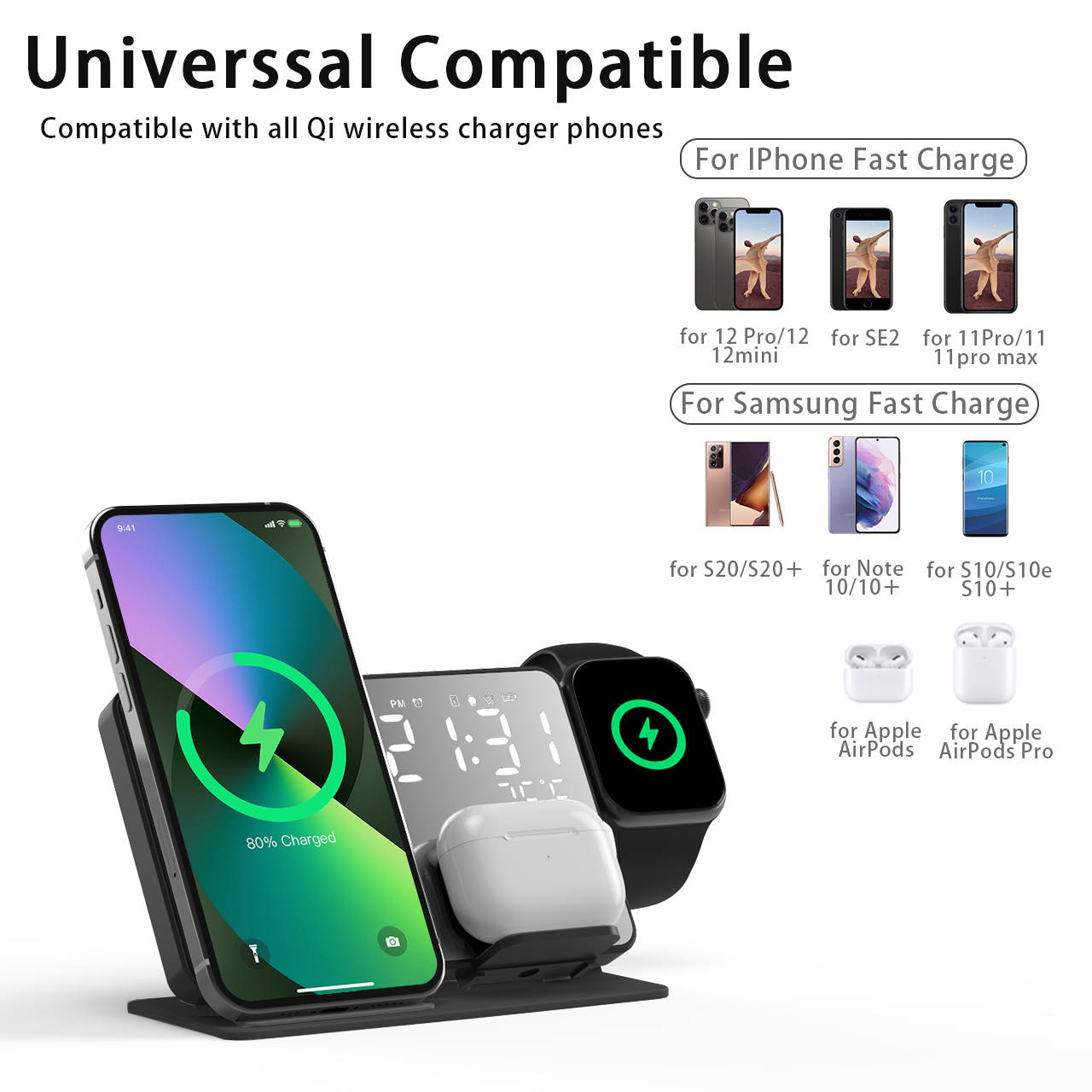 3 in 1 Wireless Charger For iP - Smartwatch Watches Digital incelemesi ve fiyatı