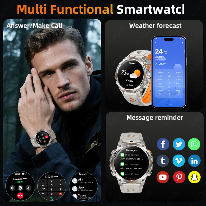 LIGE Rugged GPS Track Smart Wa - Smartwatch I Watches incelemesi ve fiyatı